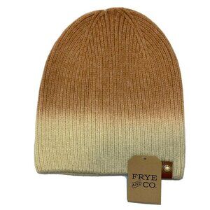 Frye & Co NWT Bark Dip Dye Beanie Salmon Rusty Orange Butter Creamy Tan Hat-OSFM